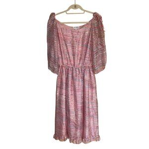 Gentillesse Vintage Womens Dress Size Medium Pink Midi Casual Pure Silk